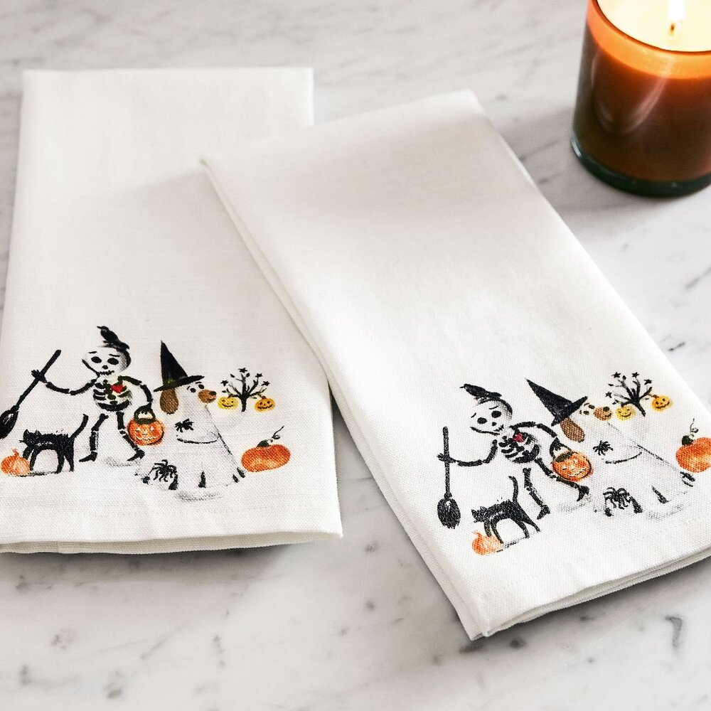 POTTERY BARN FALL HALLOWEEN HAND TOWELS SET OF 2 NWT